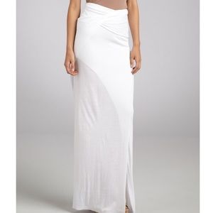 Helmet Lang Jersey Asymmetrical Maxi Skirt W/Slit